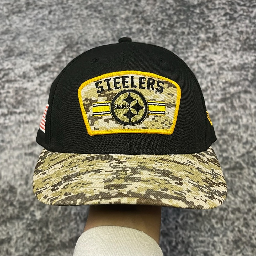 New Era 59Fifty Pittsburgh Steelers Hat Fitted Size 7 3/8 NFL Camo Black